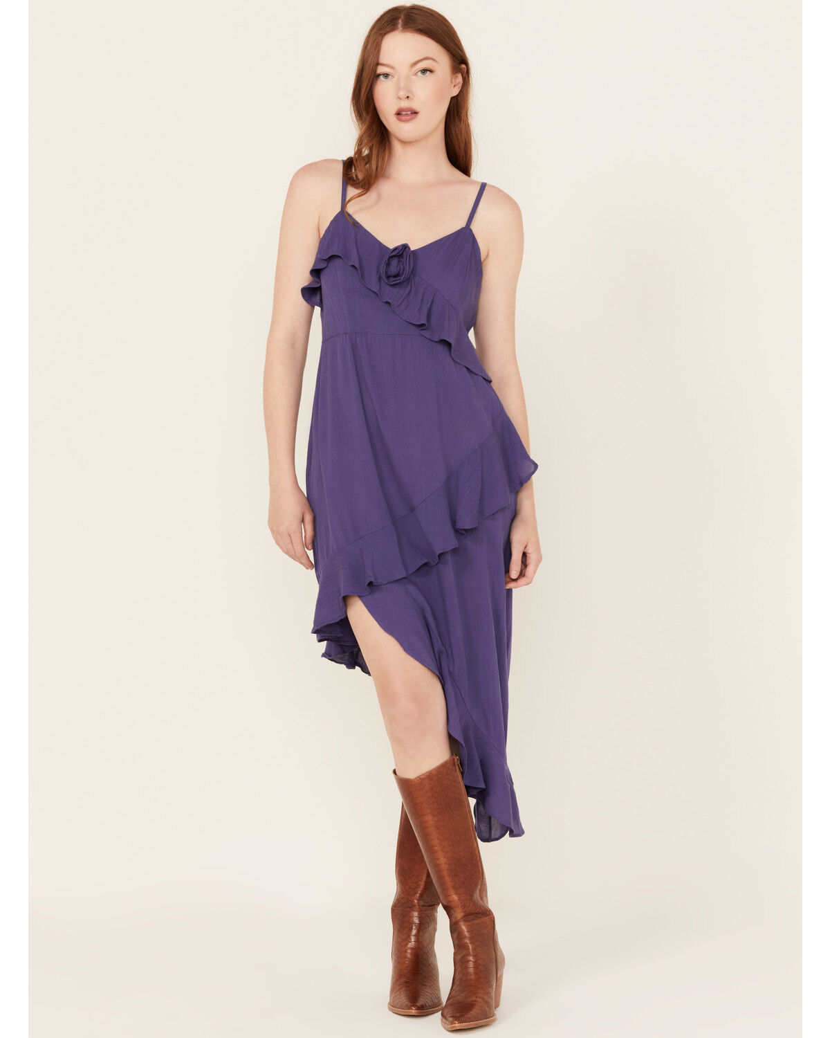 Image #1 - Angie Women's Solid Ruffle Hem Sleeveless Mini Dress, Navy, hi-res