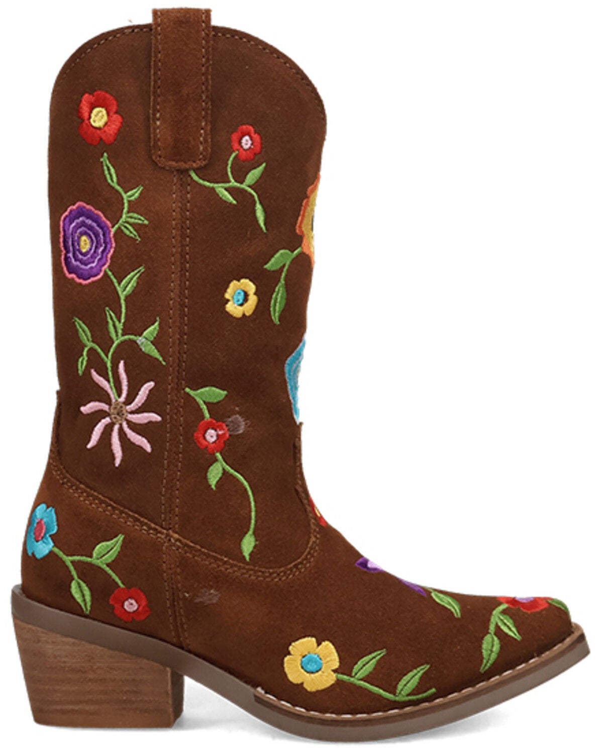 Image #2 - Dingo Little Girls' Flower Power Western Boots - Snip Toe, Brown, hi-res