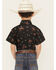 Image #4 - Cowboy Hardware Boys' Bronc Short Sleeve Snap Stretch Western Shirt, Black, hi-res