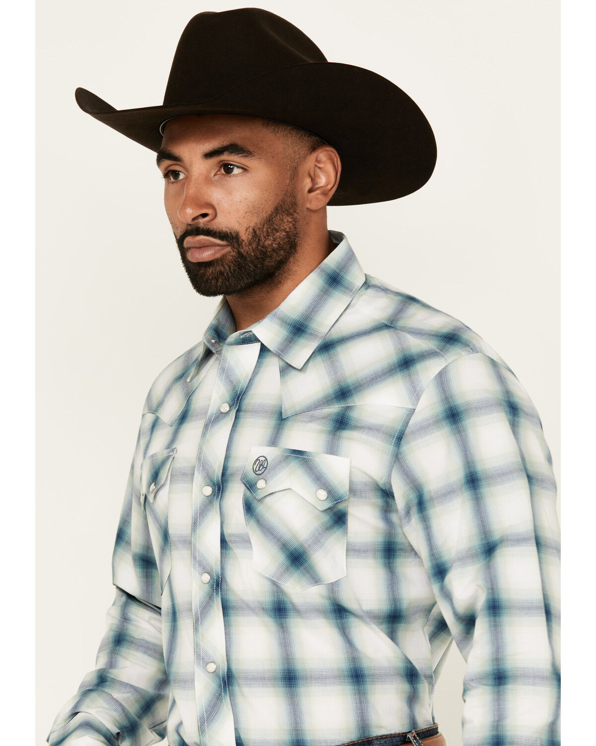 Image #2 - Wrangler Retro Men's Plaid Print Long Sleeve Snap Western Shirt - Tall, Turquoise, hi-res