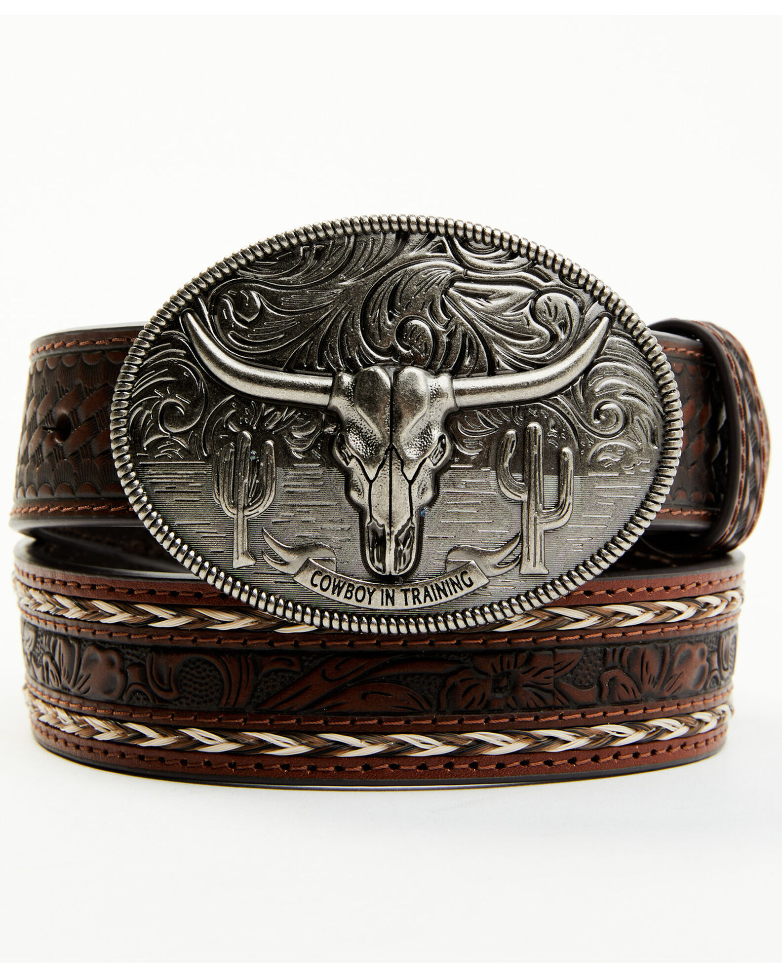Product Name: Cody James Boys' Longhorn Tooled Belt