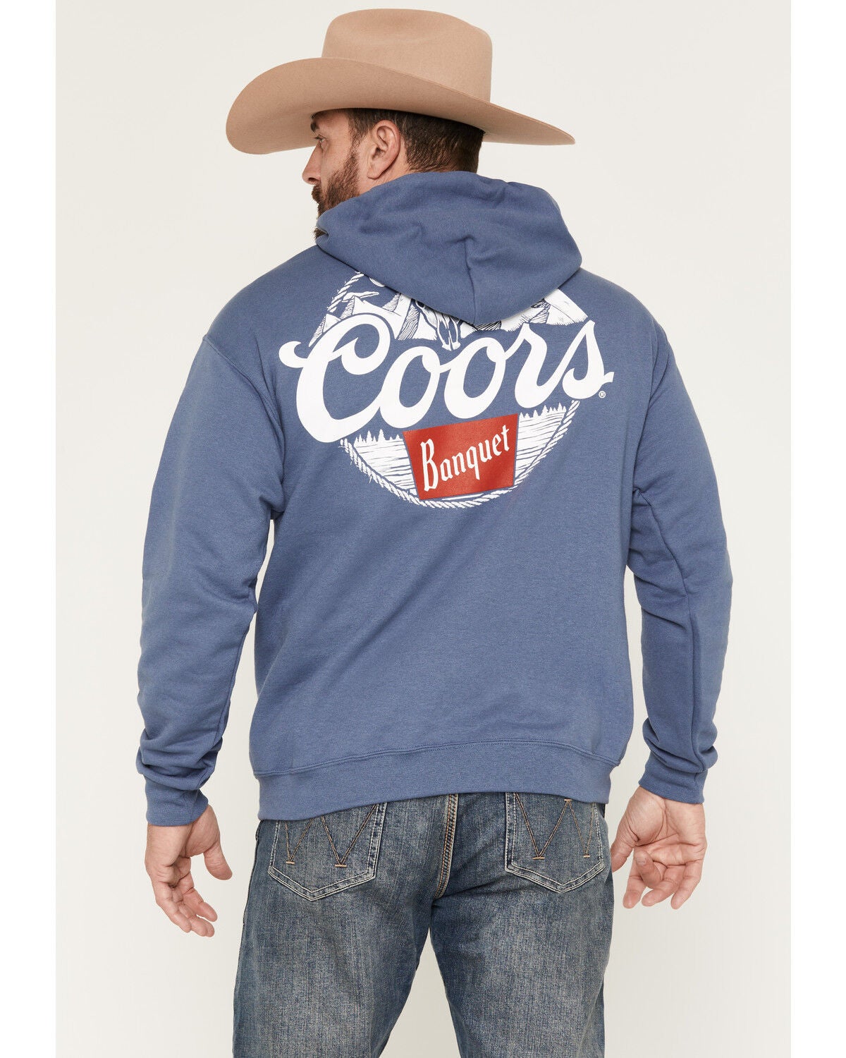 Coors Men's Boot Barn Exclusive Skull Mountain Graphic Hooded Sweatshirt, Blue, hi-res