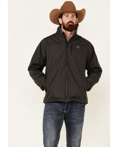 Cinch Men's Charcoal Logo Texture Zip-Front Bonded Jacket , Charcoal, hi-res