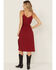 Image #5 - Idyllwind Women's Moss Rose Lace Trim Slip Midi Dress, Wine, hi-res