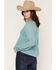 Image #4 - Lovestitch Women's Long Sleeve Rouched Front Top, Blue, hi-res