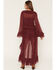 Image #4 - Show Me Your Mumu Women's Shiloh Long Sleeve Ruffle High-Low Maxi Dress, Burgundy, hi-res