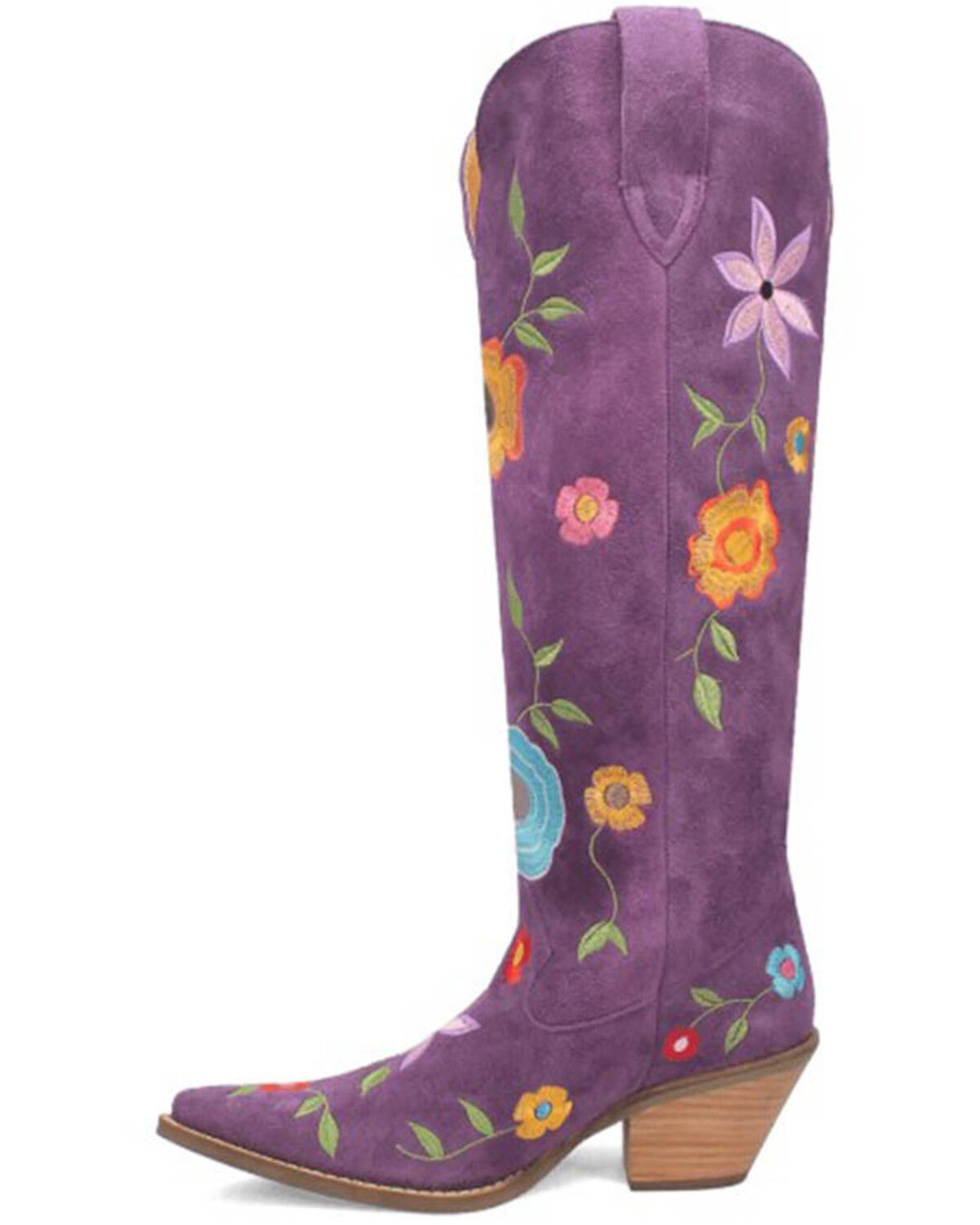 Image #3 - Dingo Women's Flower Power Suede Tall Western Boots - Snip Toe, Purple, hi-res