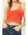 Image #3 - Fornia Women's Ribbed Lettuce Edge Brami, Red, hi-res