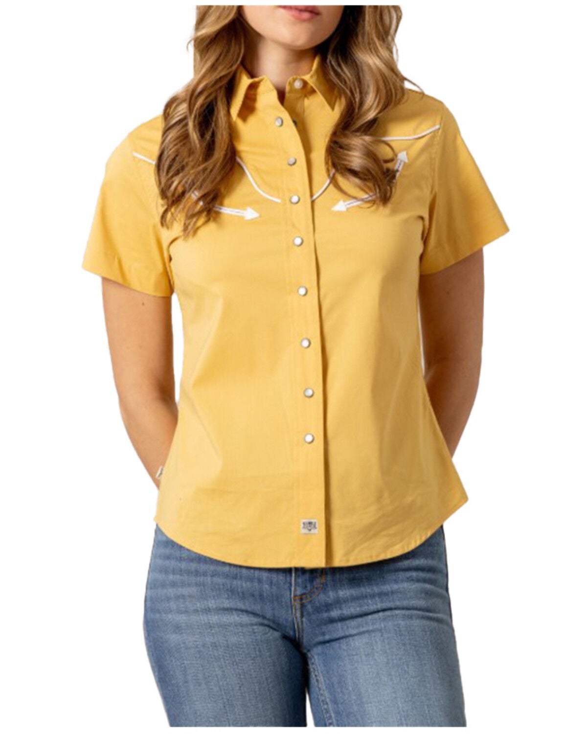 Image #1 - Kimes Ranch Women's Long Horn Short Sleeve Pearl Snap Western Shirt, , hi-res