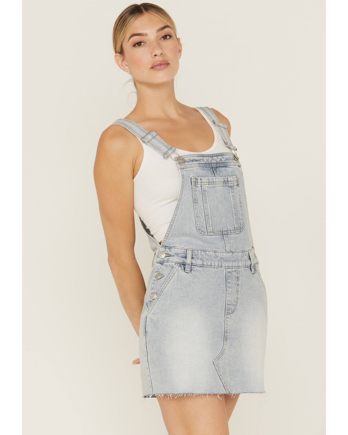 Image #3 - Cleo + Wolf Women's Light Wash Denim Skirtall, Super Light Wash, hi-res