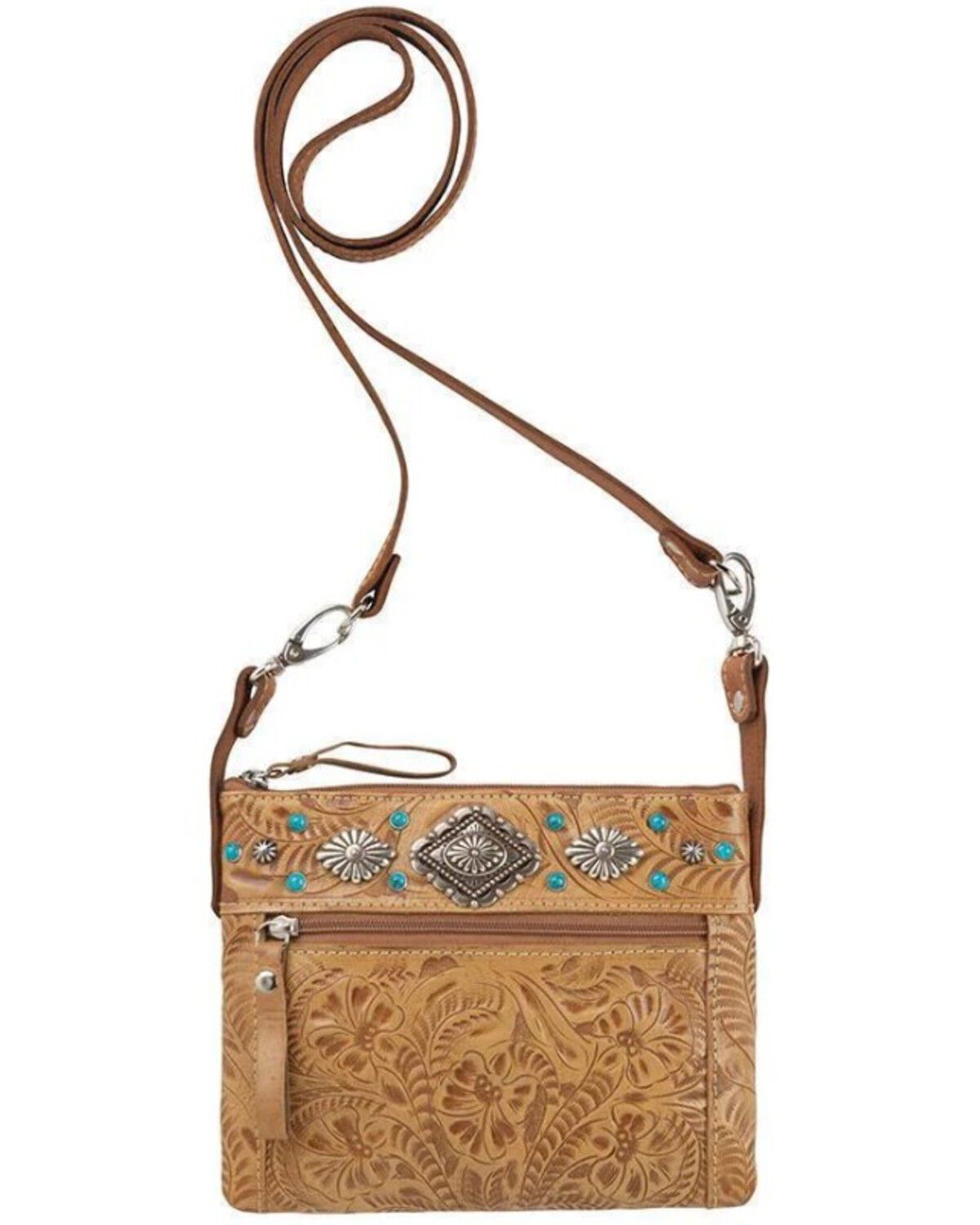 Image #1 - American West Women's Trail Rider Crossbody Bag, Tan, hi-res