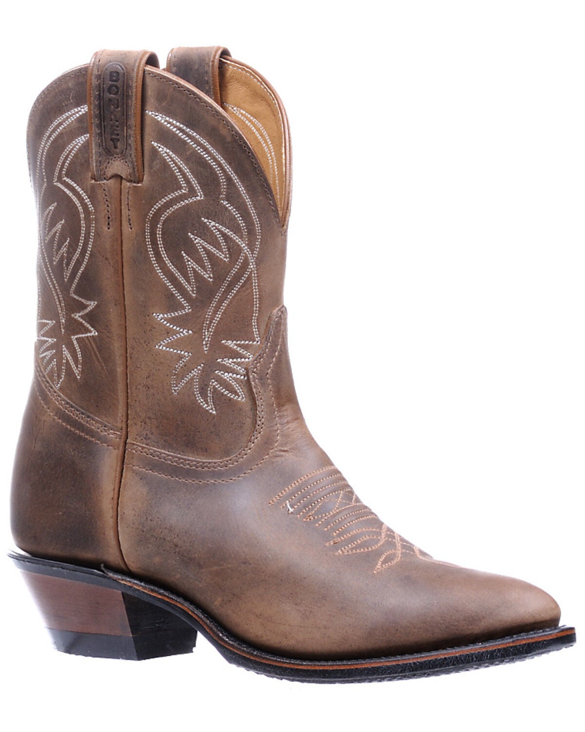 Boulet Women's Shaft Embroidery Western Boots - Round Toe, Dark Brown, hi-res