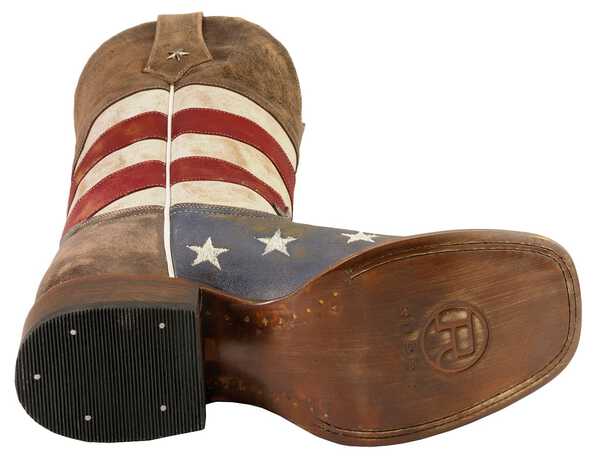 Image #5 - Roper American Flag Western Boots - Square Toe, Blue, hi-res