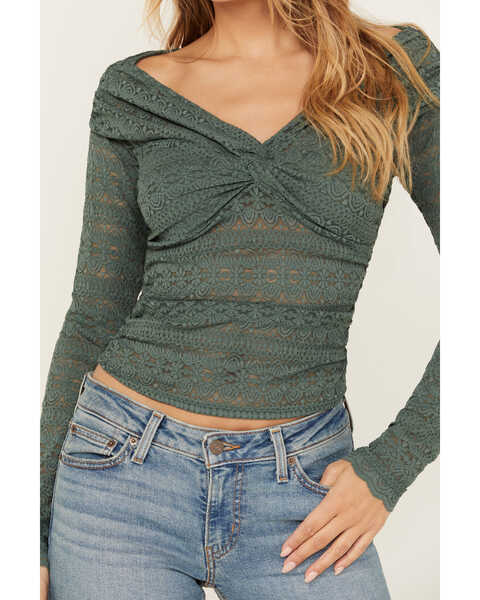 Image #3 - Free People Women's Hold Me Closer Long Sleeve Top , Green, hi-res