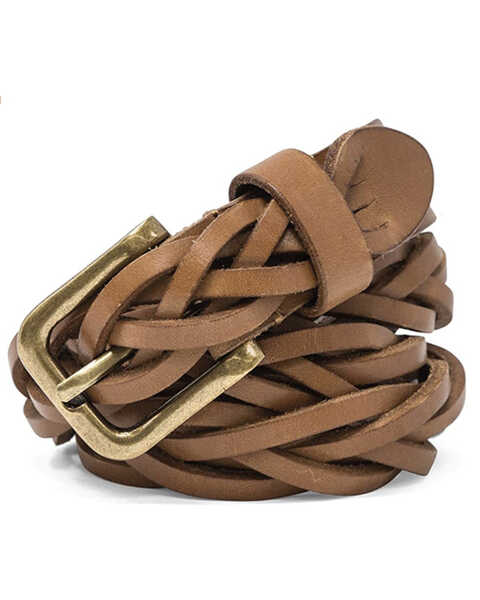 Timberland Women's Braided Leather Belt, Tan, hi-res