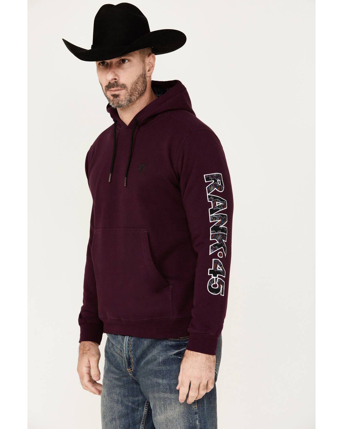 Image #3 - RANK 45® Men's Logo Hooded Sweatshirt, Grape, hi-res