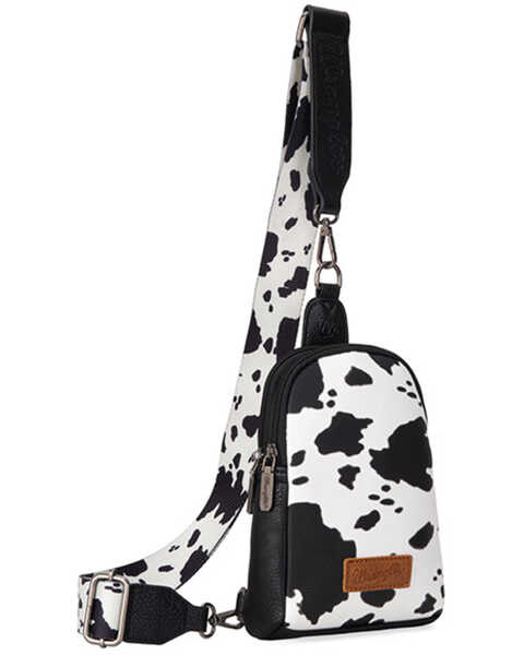 Wrangler Women's Cow Print Sling Bag, Black, hi-res