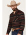 Image #2 - Rock & Roll Denim Men's Southwestern Stripe Stretch Long Sleeve Snap Shirt, Burgundy, hi-res