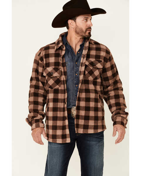 Image #1 - Outback Trading Co Men's Plaid Long Sleeve Button-Down Western Flannel Shirt , Lt Brown, hi-res