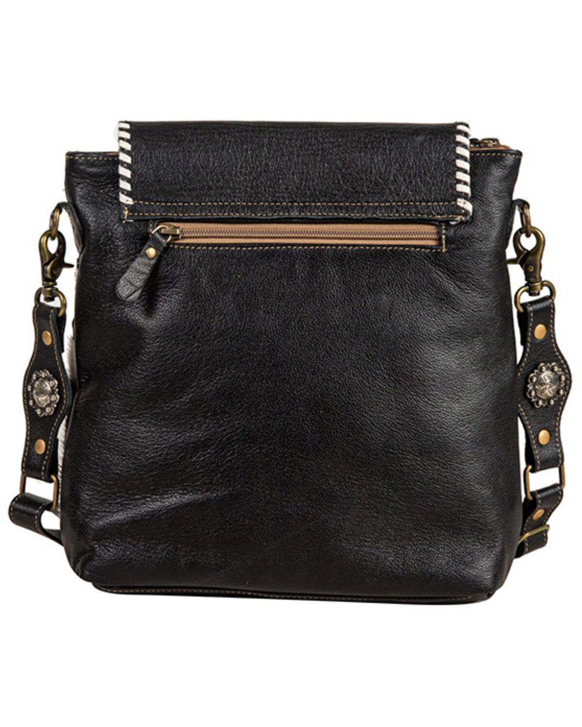 Image #3 - Myra Bag Women's Spirit of the Herd Hand Tooled Crossbody Bag, Black, hi-res