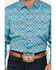 Image #3 - Rodeo Clothing Men's Boot Barn Exclusive Southwestern Print Long Sleeve Snap Western Shirt, Turquoise, hi-res