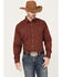 Image #1 - Roper Men's Geo Long Sleeve Western Pearl Snap Shirt, Red, hi-res