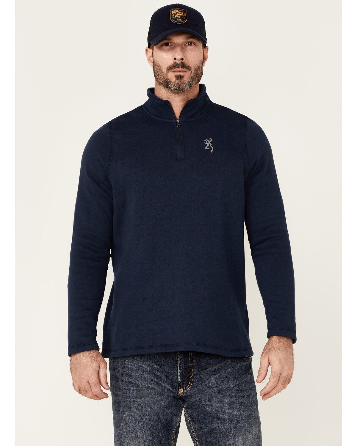 Image #1 - Browning Men's Heather Black Axel 1/4 Zip Stretch Pullover , , hi-res