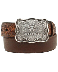Ariat Boys' Distressed Hand Tooled Belt, Brown, hi-res