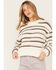 Image #1 - Cleo + Wolf Women's Abstract Stripe Cropped Knit Sweater, Ivory, hi-res