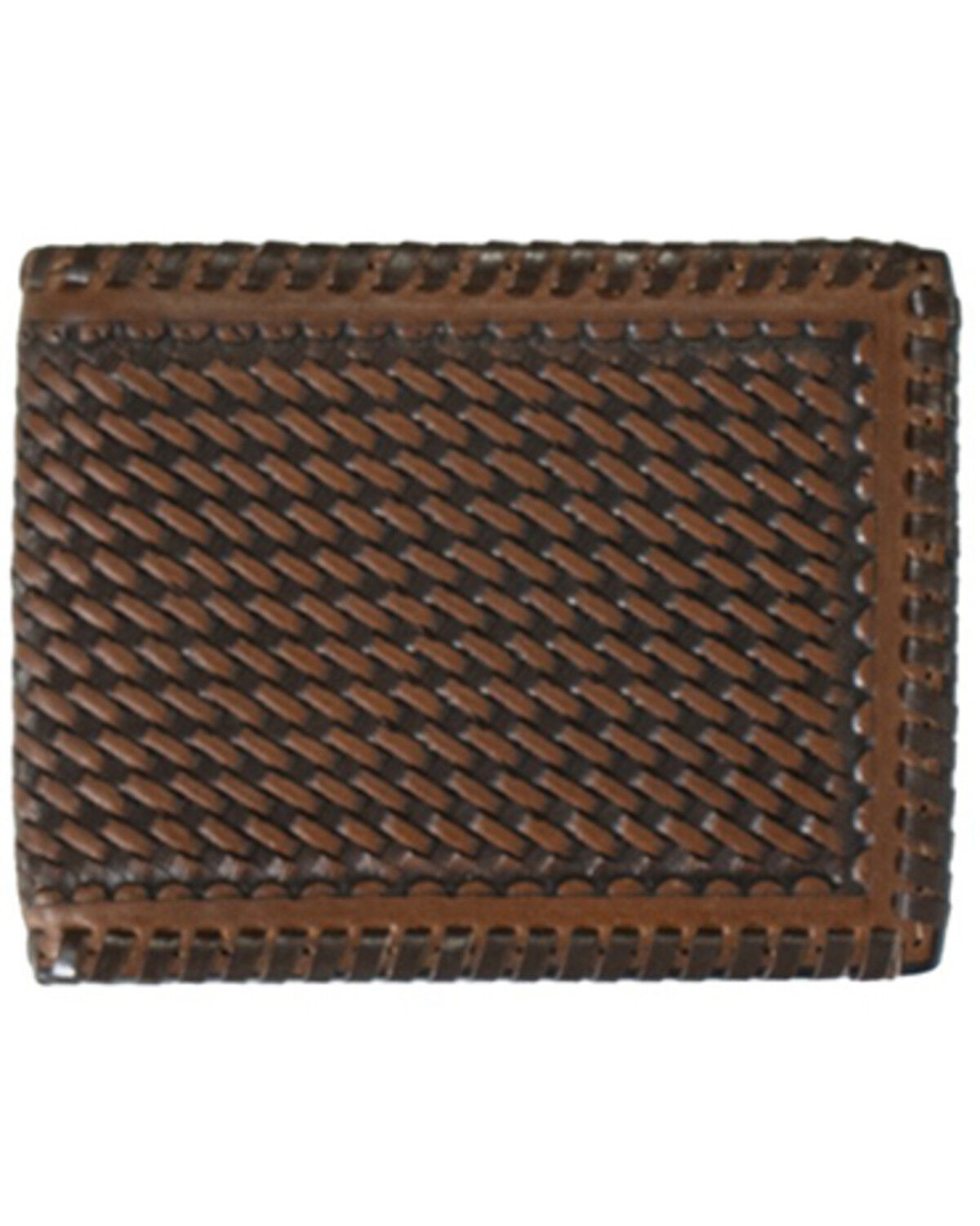Image #1 - Ariat Men's Bi-Fold Basketweave Wallet, Brown, hi-res