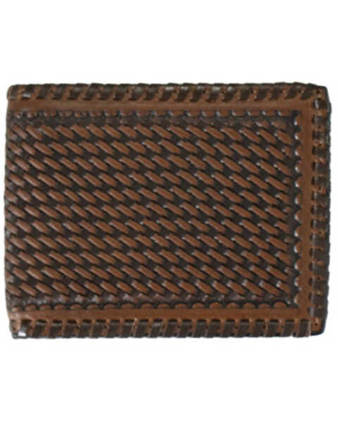 Ariat Men's Bi-Fold Basketweave Wallet , Brown, hi-res