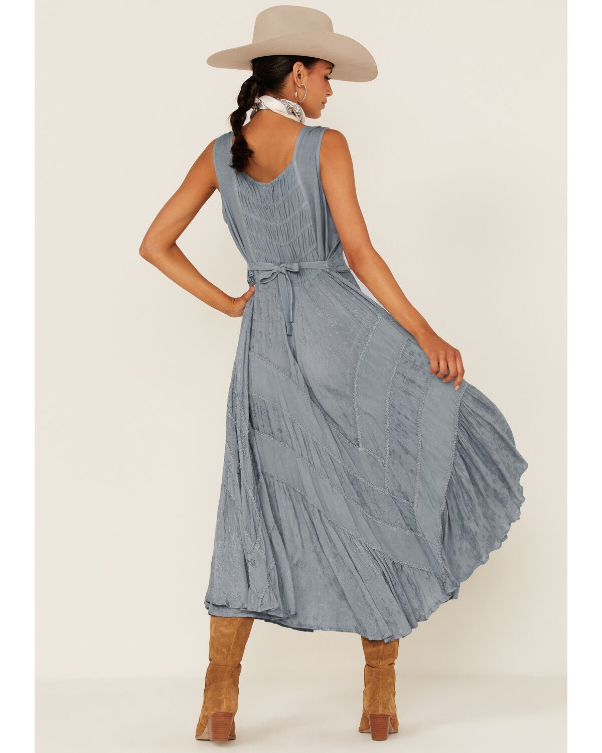 Image #4 - Scully Women's Lace-Up Jacquard Midi Dress, Grey, hi-res