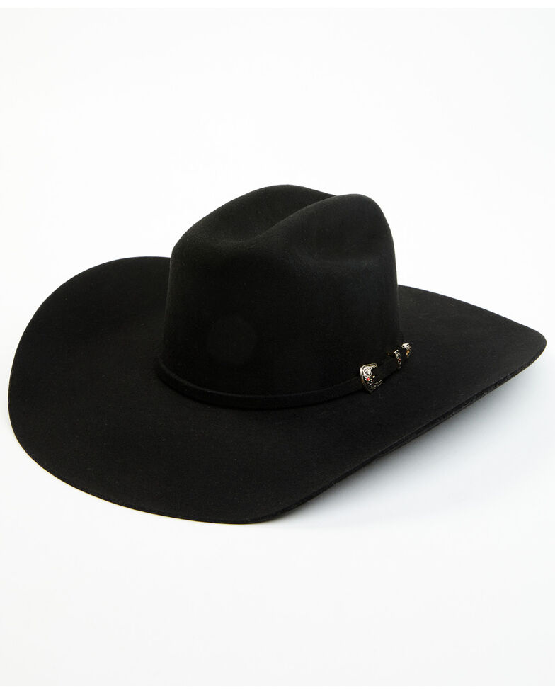 ProHats Precreased Buckle Band Wool Felt Western Hat , Black, hi-res