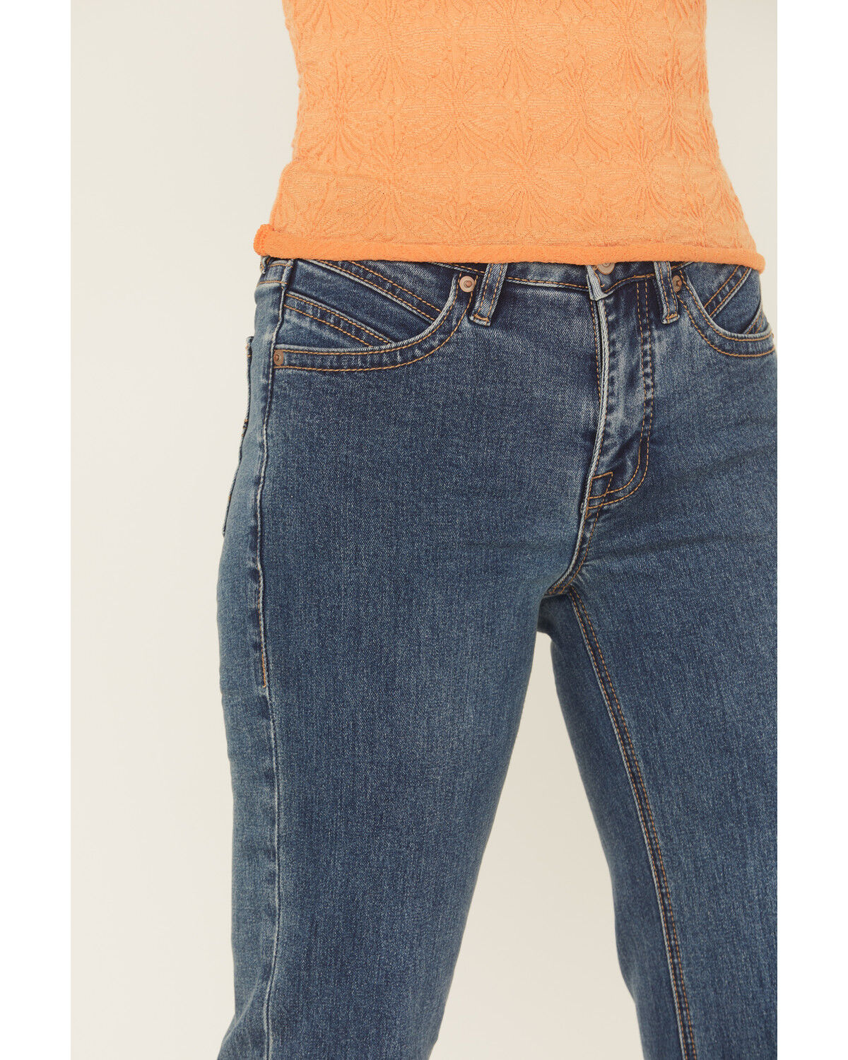 Image #2 - Rock & Roll Denim Women's Trouser Stretch Denim Jeans, Medium Wash, hi-res