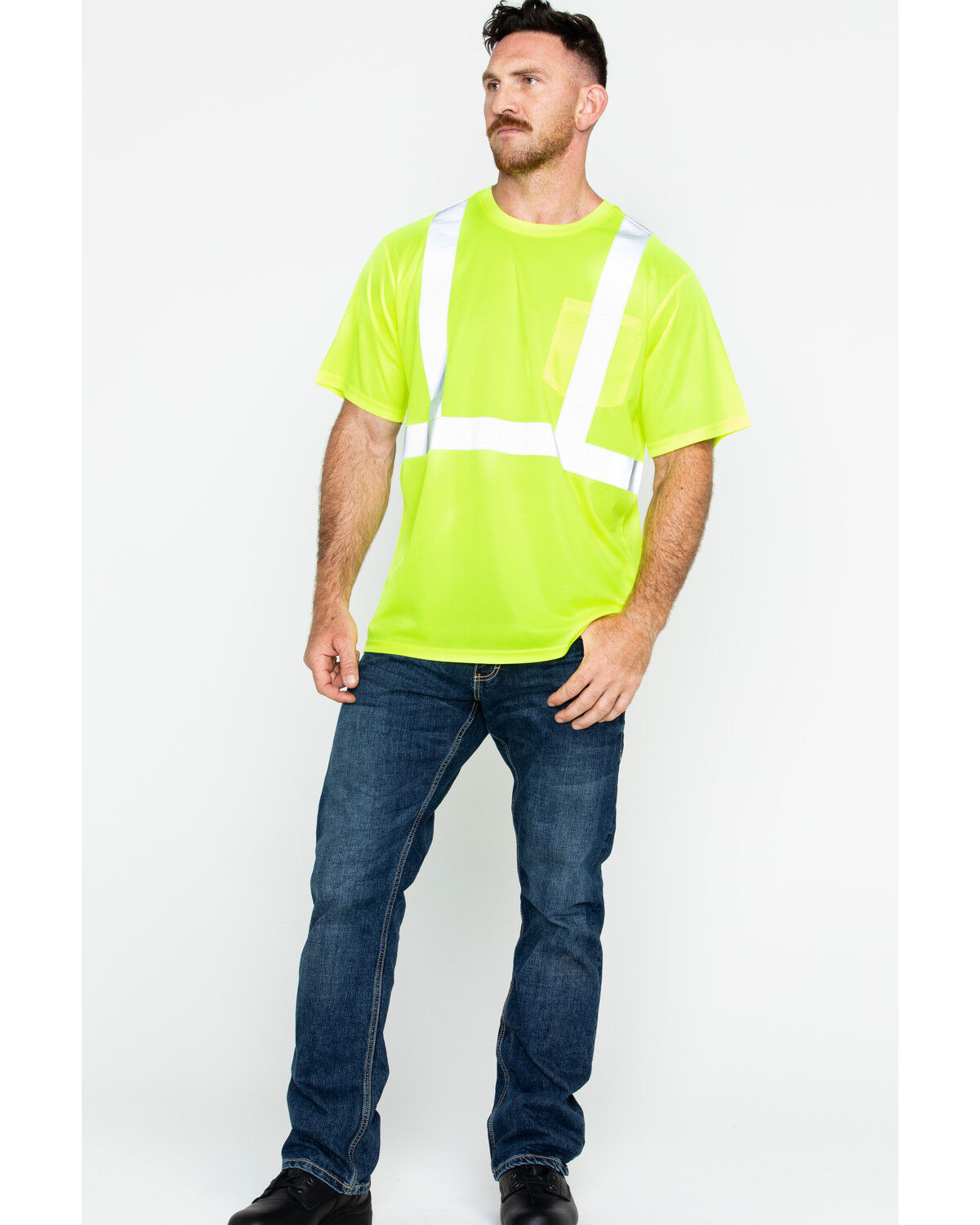 Image #6 - Hawx Men's Short Sleeve Reflective Work Tee - Big & Tall, Yellow, hi-res