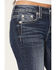 Image #4 - Miss Me Women's Dark Wash Mid Rise Faux Flap Pocket Bootcut Stretch Denim Jeans, Dark Wash, hi-res