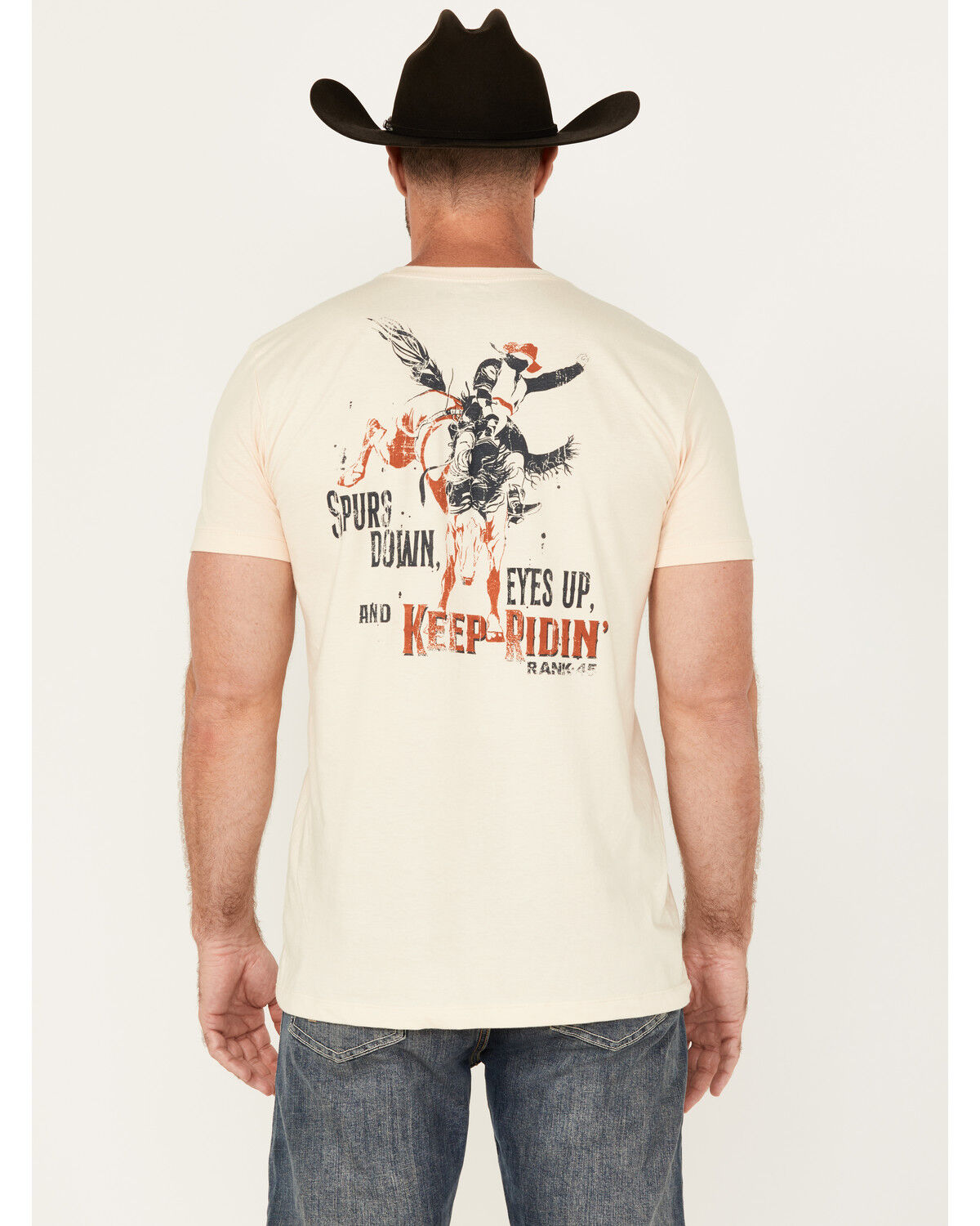Image #1 - RANK 45® Men's Keep Ridin' Cowboy Short Sleeve Graphic T-Shirt, Natural, hi-res