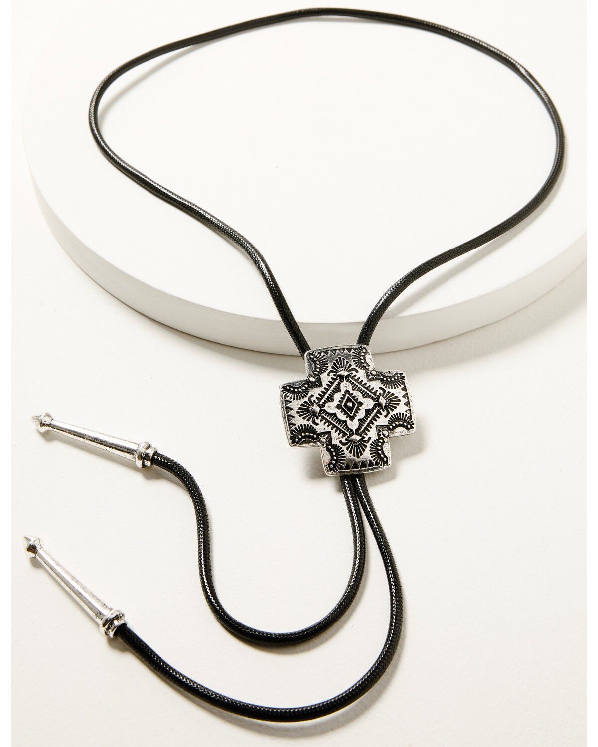 Shyanne Women's Cross Pendant Bolo Tie, Silver, hi-res