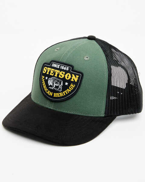 Stetson Men's Bison Patch Trucker Cap , Green, hi-res