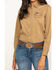 Image #5 - Wrangler Women's Solid Long Sleeve Snap Western Shirt, Tan, hi-res