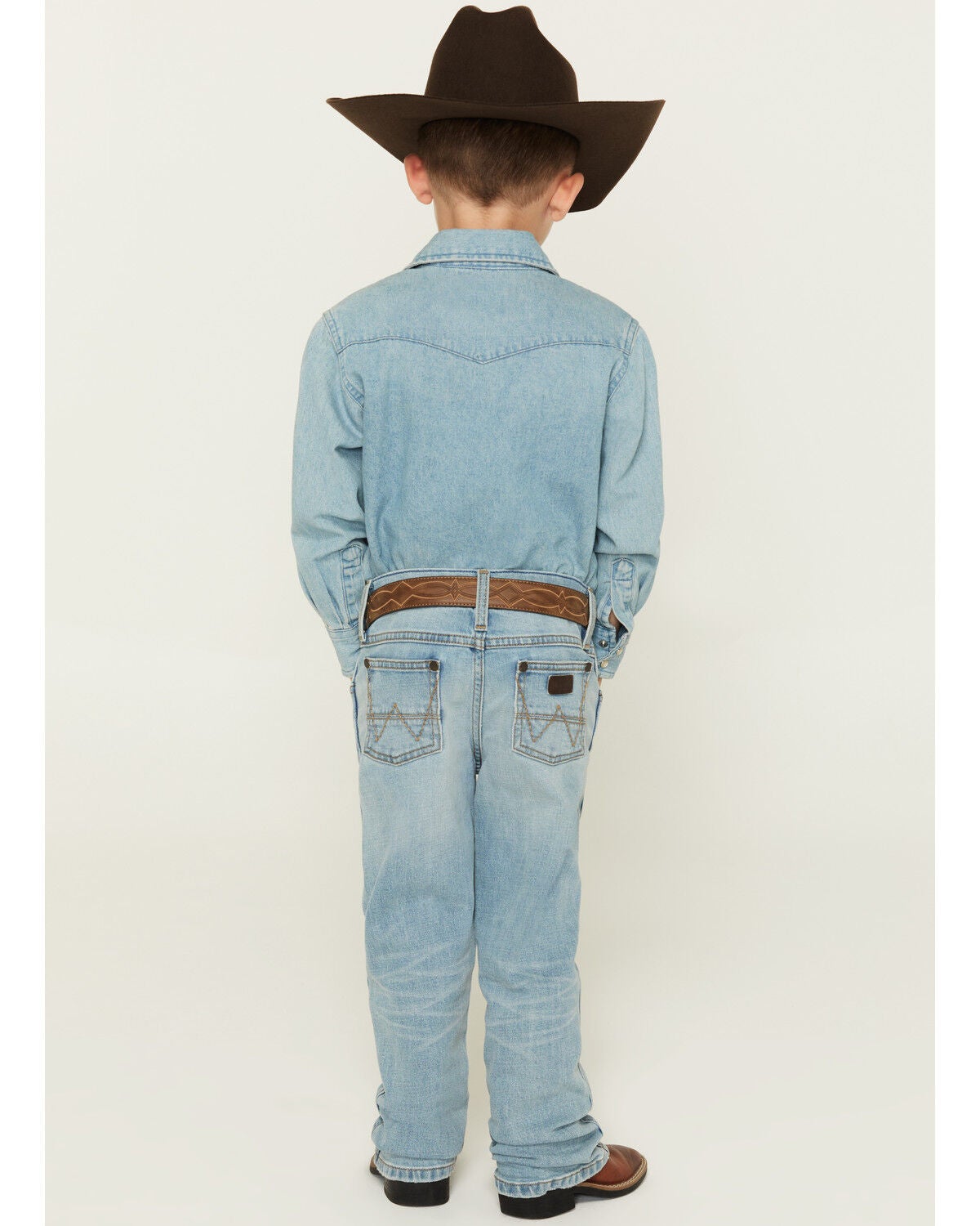 Image #3 - Wrangler Retro Little Boys' Light Wash Cloverdale Slim Bootcut Stretch Denim Jeans, Light Wash, hi-res