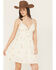 Image #1 - A.T.A.P Women's Crochet Floral Embroidered Sleeveless Mini Dress, Ivory, hi-res