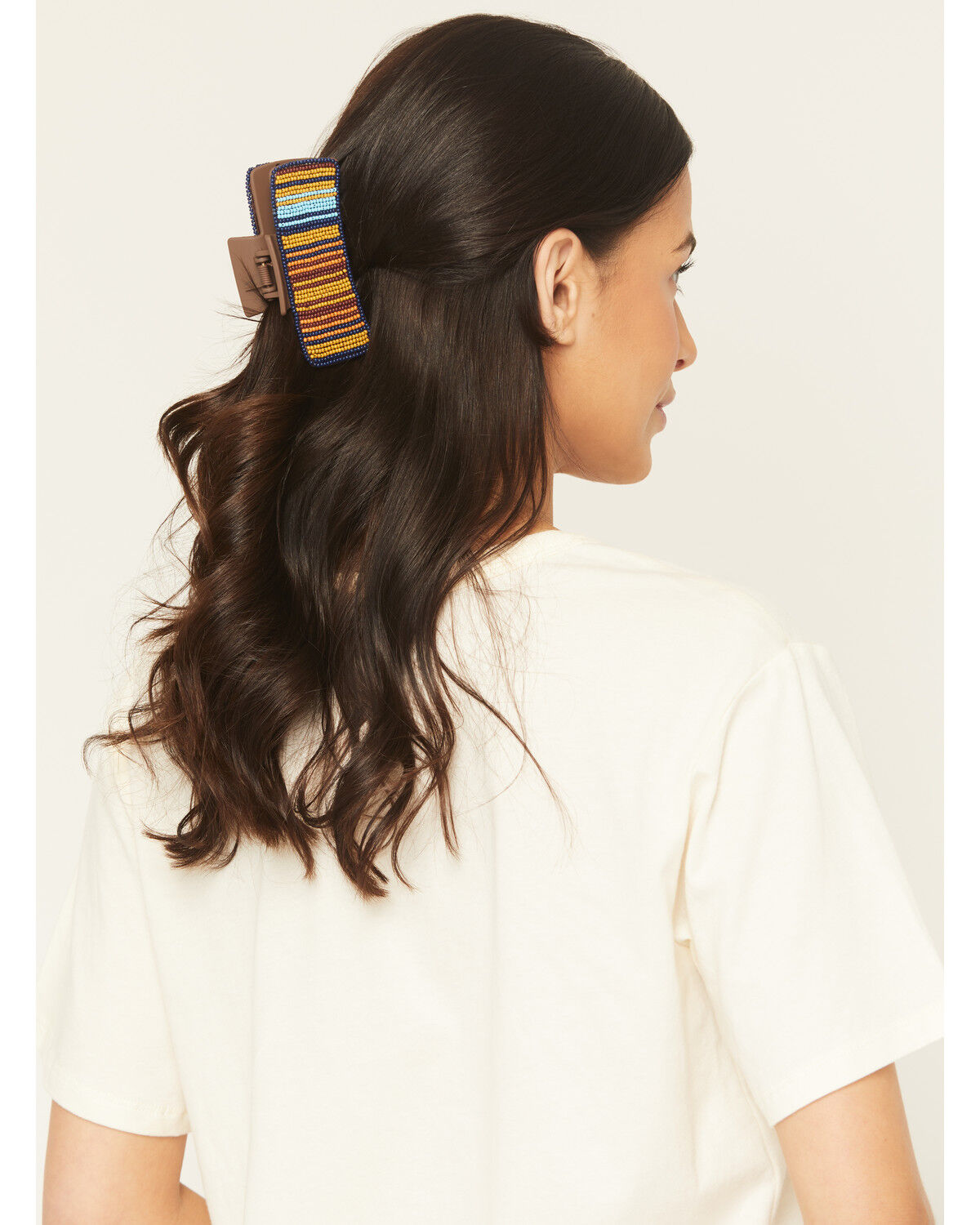 Image #1 - Idyllwind Women's Sumner Serape Seed Bead Hairclip, Brown, hi-res