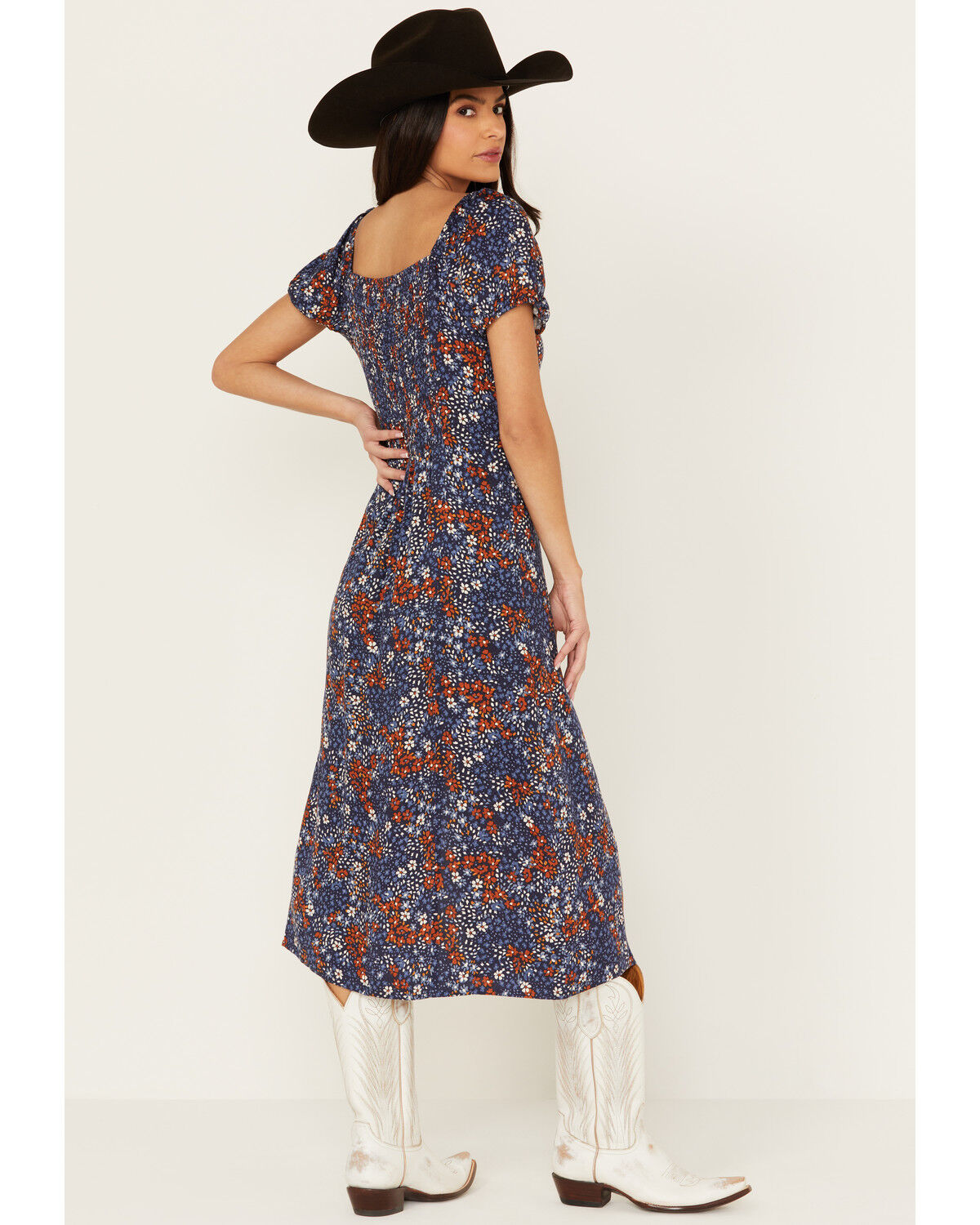 Idyllwind Women's Beth Ditsy Print Puff Sleeve Midi Dress