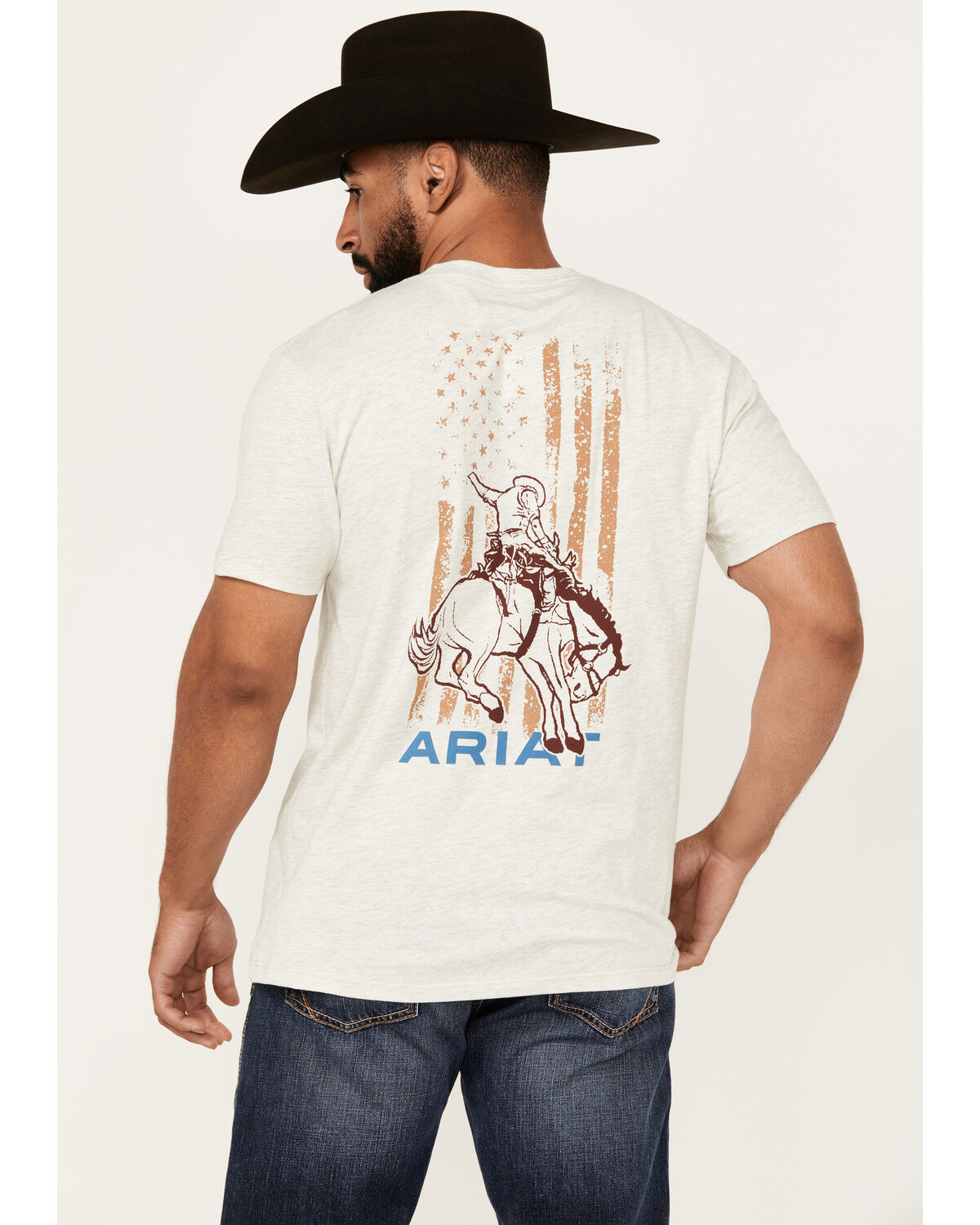 Image #4 - Ariat Men's Rodeo Proud Short Sleeve Graphic T-Shirt, Oatmeal, hi-res