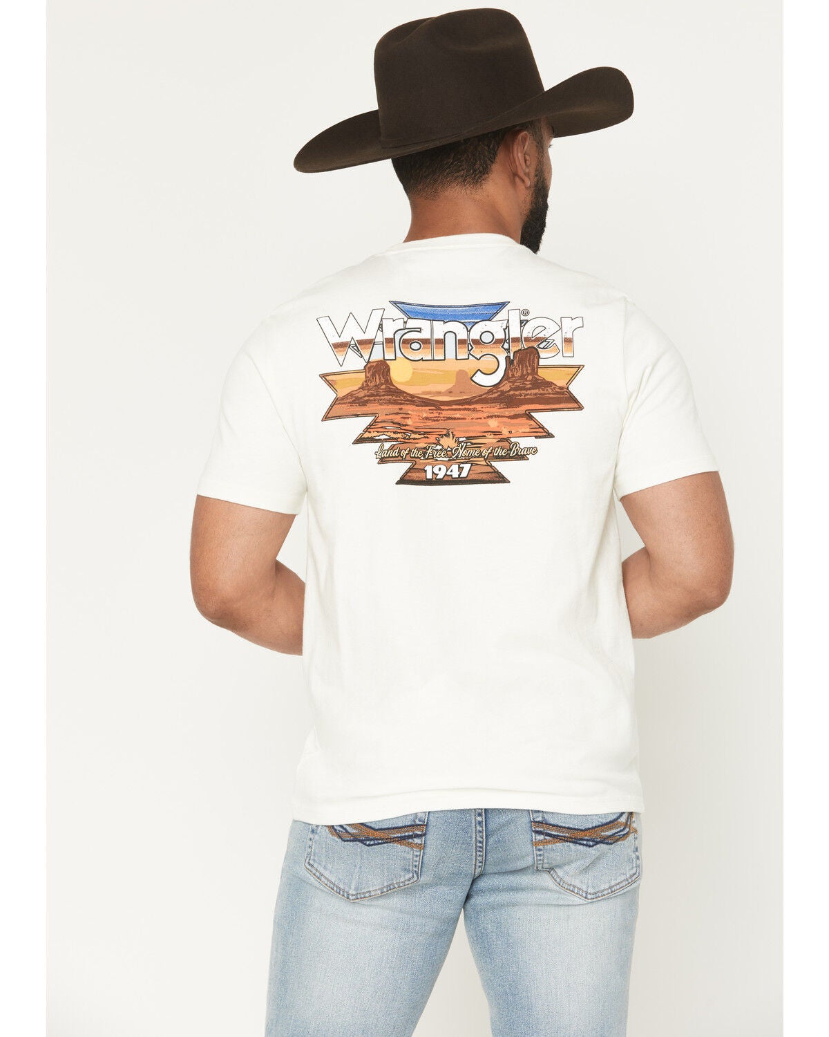 Wrangler Men's Boot Barn Exclusive Scenic Short Sleeve Graphic T-Shirt, Natural, hi-res