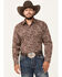 Image #1 - Stetson Men's Paisley Print Long Sleeve Snap Western Shirt, Wine, hi-res