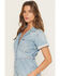 Image #2 - Wrangler Retro Women's Short Sleeve Snap Denim Romper, Blue, hi-res
