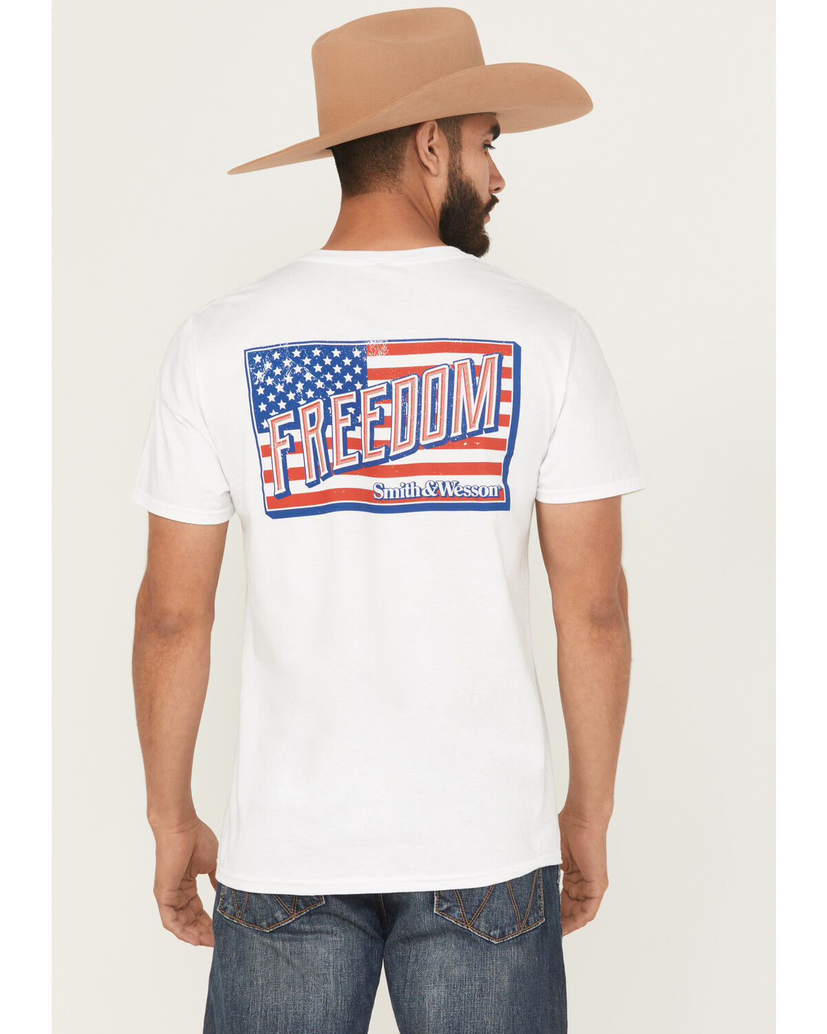Image #1 - Smith & Wesson Men's Freedom Short Sleeve Graphic T-Shirt, White, hi-res