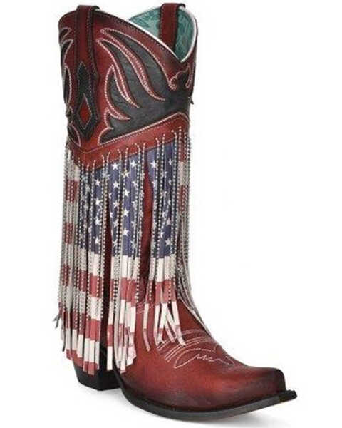 Corral Women's Stars & Striped Embellished Western Boots - Snip Toe, Red/white/blue, hi-res